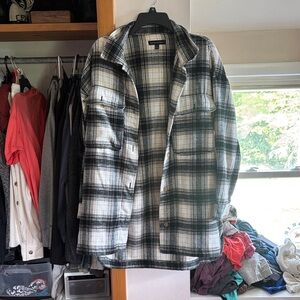 Banana Republic Black and White Plaid Long Sleeve Shirt